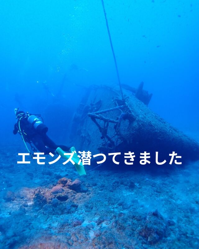 凄い船でした
沖縄で最大級の沈没船。

水深約40ｍに沈む、USS Emmons, DD-457/DMS-22
米軍掃海艇駆逐艦エモンズ

沖縄本島北部の古宇利島よりボートで約20分移動後ポイントへ到着。

エモンズの船首側、船尾側、中央部に分けて2ダイブしてきました

戦争について考えると
楽しいなんて言葉は使ってはいけないと思いますが
透明度の良い海での沈船は迫力満点でした

#エモンズシュシュ 
#エモンズダイビング
#沖縄ダイビング
#沖縄ダイビング ツアー
#静岡ブルーコーナー
#静岡ダイビング
#静岡ダイビングツアー
#沖縄ダイビング